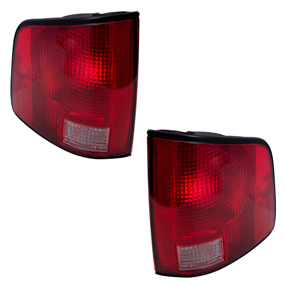 Brock Replacement Driver and Passenger Side Tail Light Units with Black Edge Compatible with 1994-2004 S10, 94-04 Sonoma and 96-00 Hombre 5978195 5978196