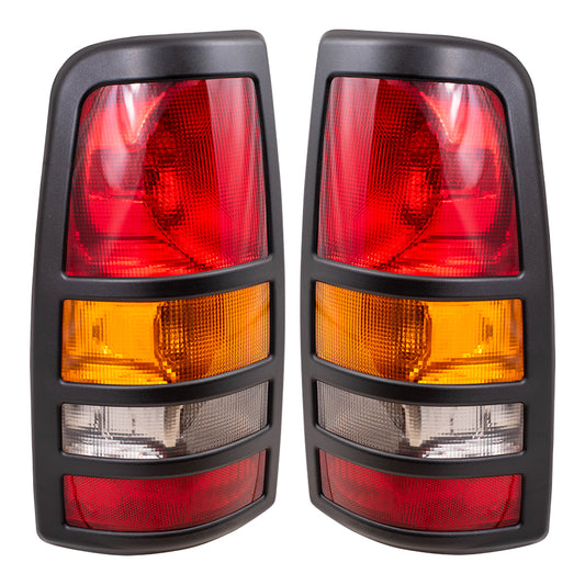 Brock Replacement Driver and Passenger Set Tail Lights Compatible with 2001-2003 Silverado Sierra 3500 Fleetside Pickup Truck 19169019 19169020