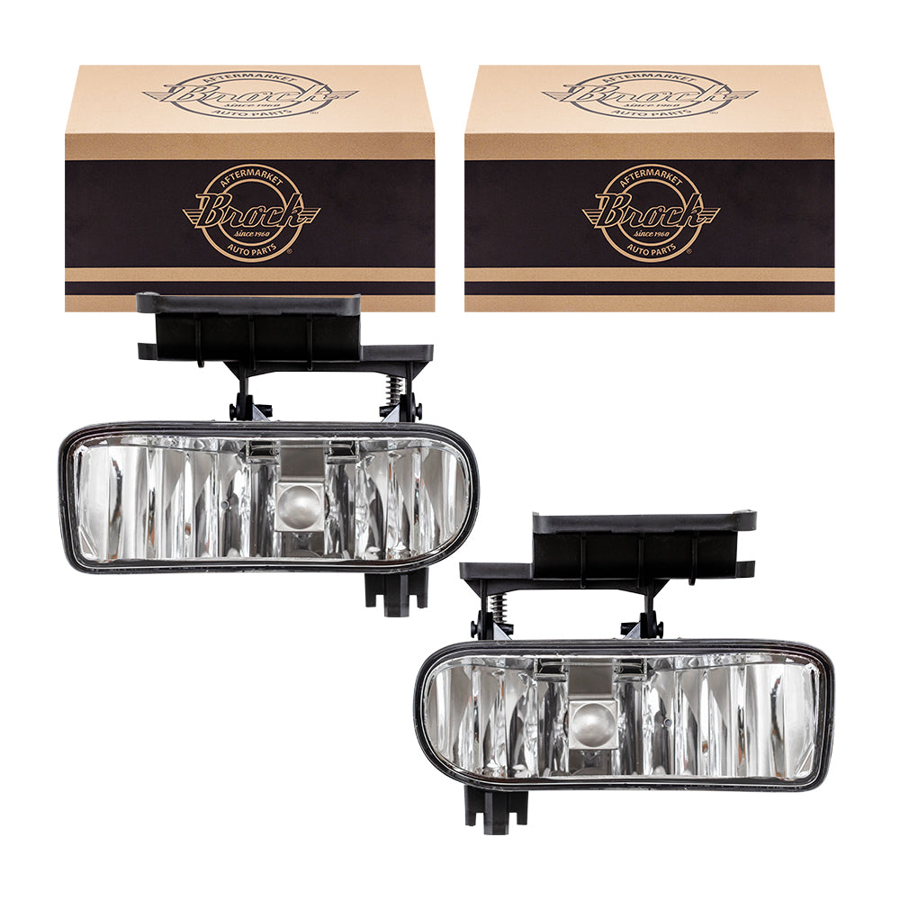 Brock Replacement Driver and Passenger Set Fog Lights Compatible with 1999-2002 Silverado Pickup Truck 10368476 10368477