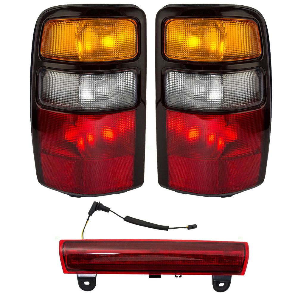 Brock Replacement Driver and Passenger Set Tail Lights & 3rd Brake Center High Mount Stop Light Compatible with 2004-2006 Tahoe Yukon & Yukon XL Suburban w/ Liftgate