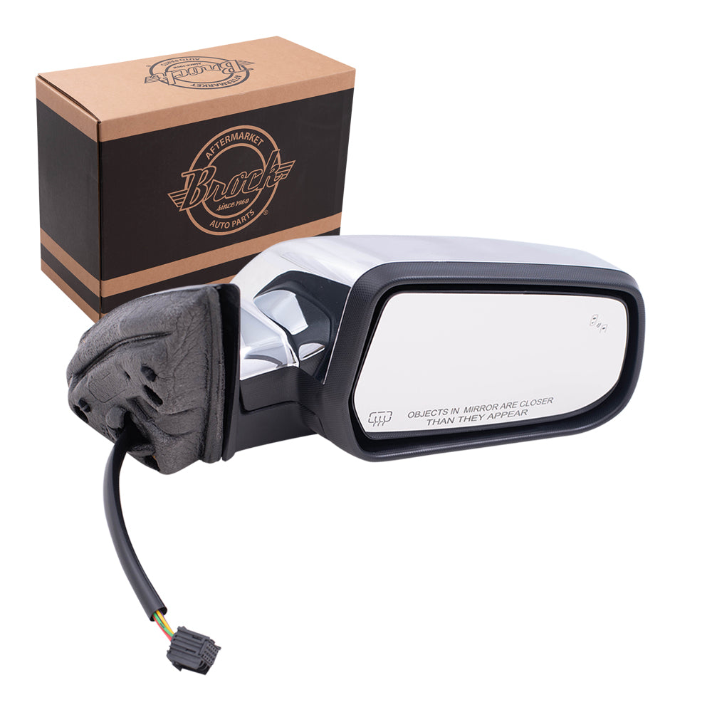 Brock Replacement Chrome Passenger Power Heated Memory Blind Spot Detection Mirror Compatible with 2015-2017 Terrain 23219862