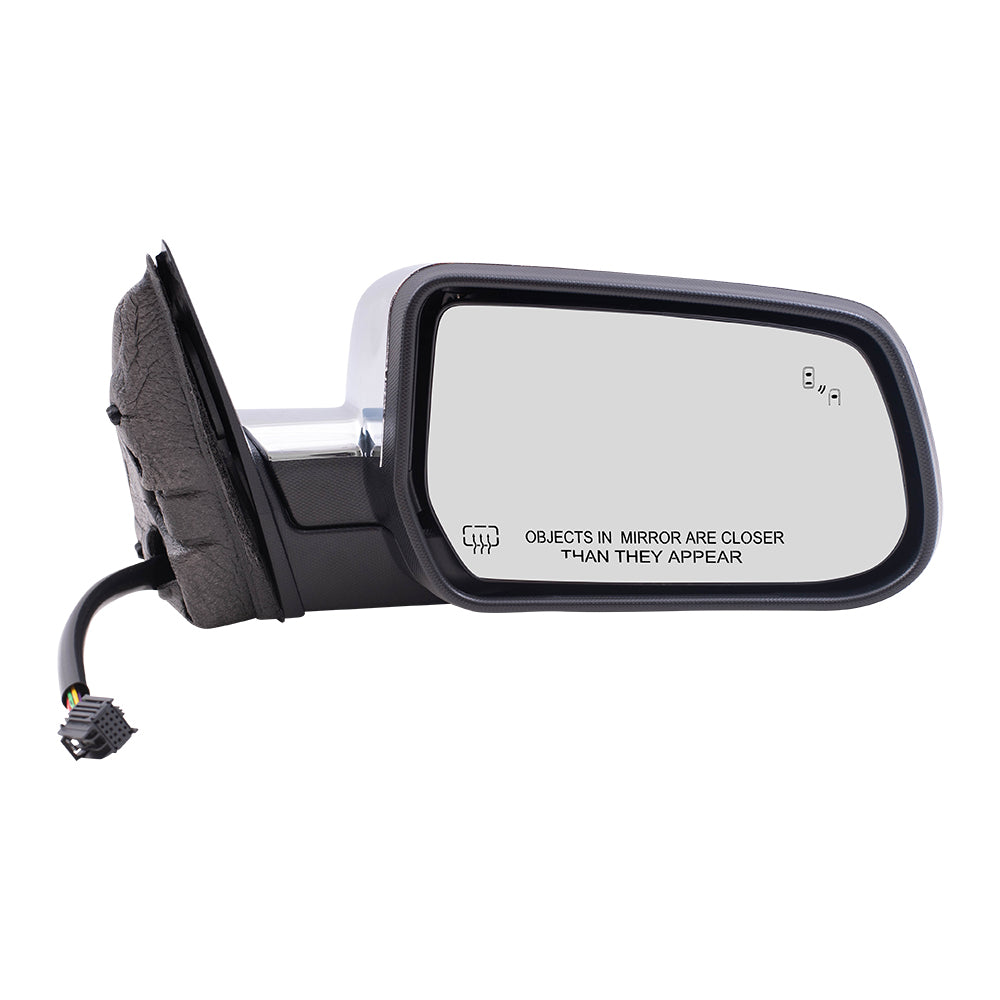 Brock Replacement Chrome Passenger Power Heated Memory Blind Spot Detection Mirror Compatible with 2015-2017 Terrain 23219862