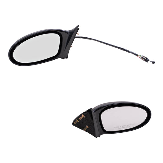 Brock Aftermarket Replacement Driver Left + Passenger Right Manual Door Mirror Set Paint To Match Black Compatible With 2002-2005 Pontiac Grand Am