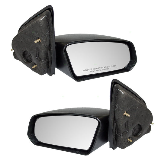 Brock Replacement Driver and Passenger Set Manual Side Door Mirrors Textured Compatible with 2003-2007 Ion Sedan 22726678 22726677