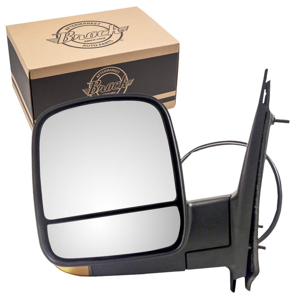 Brock Aftermarket Replacement Driver Left Power Mirror Textured Black With Heat-Signal-Dual Glass Compatible With 2008-2022 Chevy Express