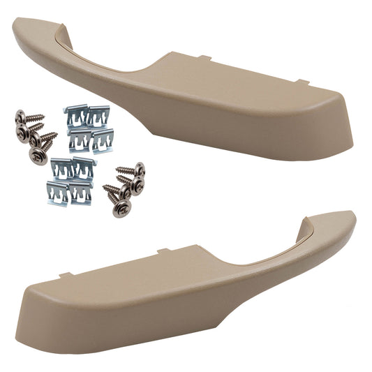 Brock Aftermarket Replacement Front Driver Left Passenger Right Inside Door Pull Handle Assembly And Hardware Neutral/Tan Compatible With 2003-2022 Chevy Express