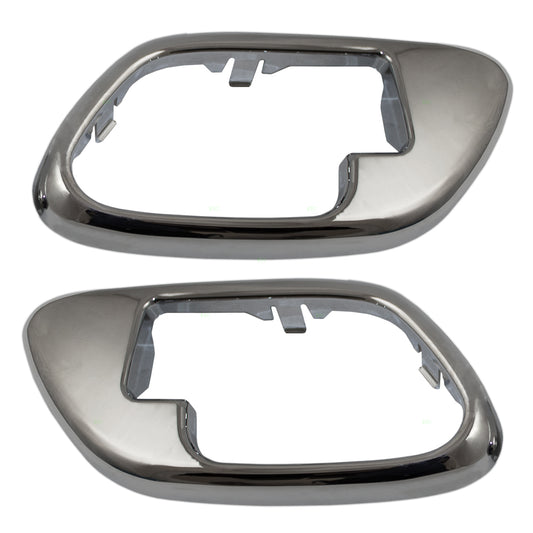 Brock Replacement Pair Set Chrome Specialty Inside Door Handle Trim Bezels Compatible with Pickup Truck Tahoe Yukon