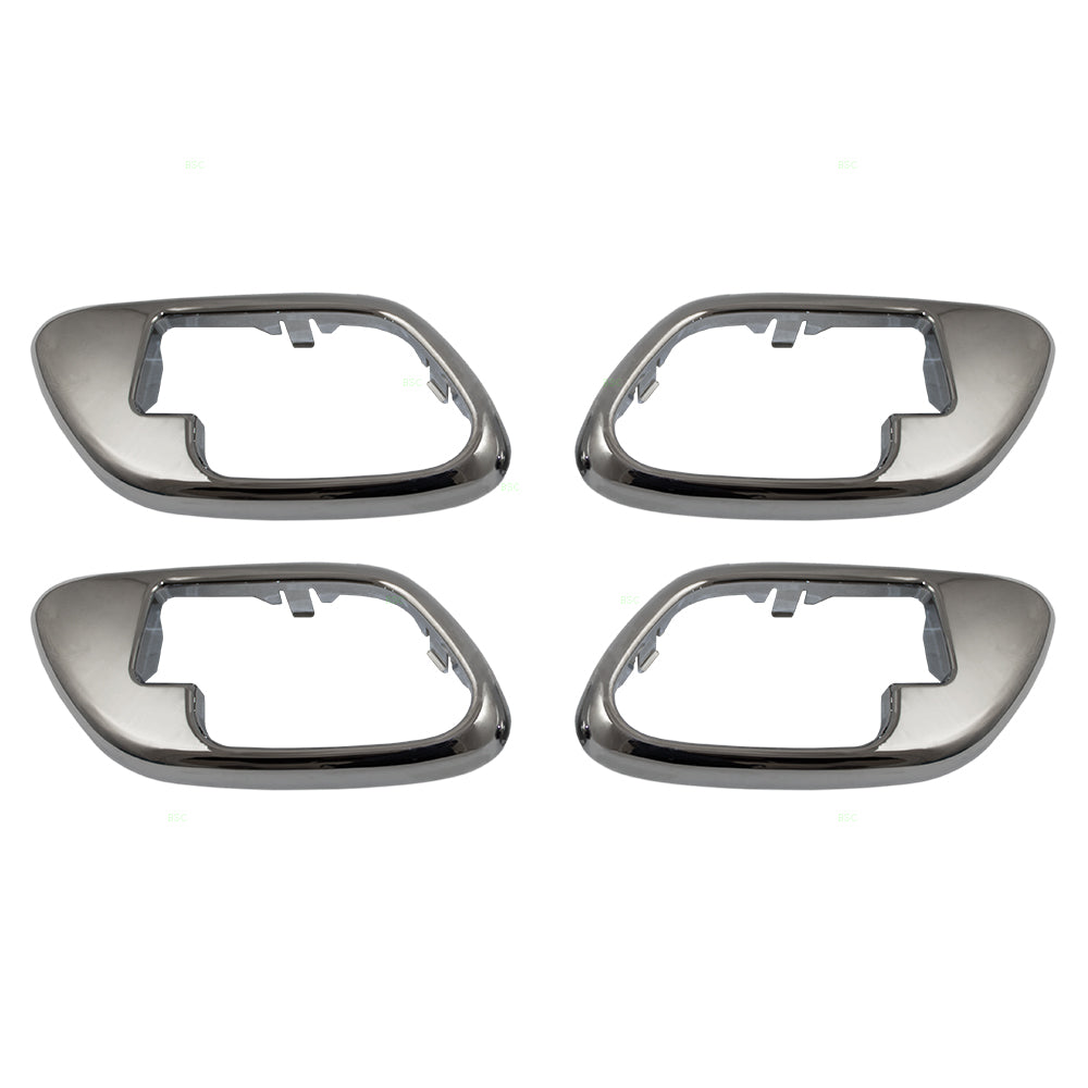 Brock Replacement 4 Piece Set of Chrome Specialty Inside Door Handle Trim Bezels Compatible with Pickup Truck Suburban Tahoe Yukon