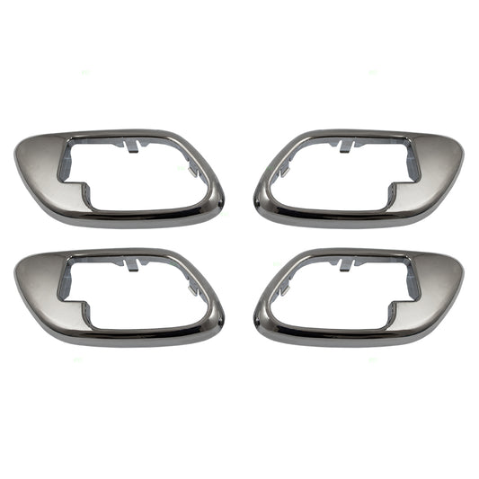 Brock Replacement 4 Piece Set of Chrome Specialty Inside Door Handle Trim Bezels Compatible with Pickup Truck Suburban Tahoe Yukon