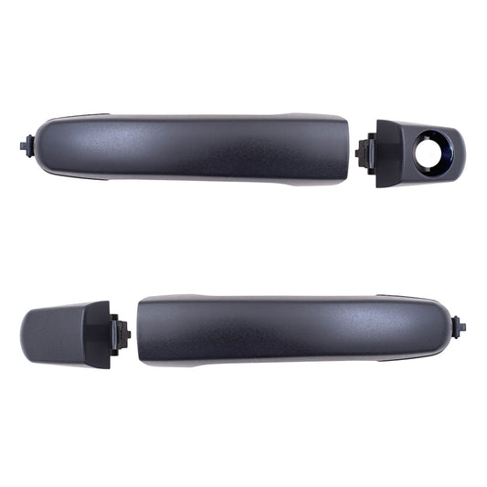 Brock Replacement Set Front Outside Door Handles w/ Cap Textured Compatible with 05-09 Equinox Malibu G6 Torrent