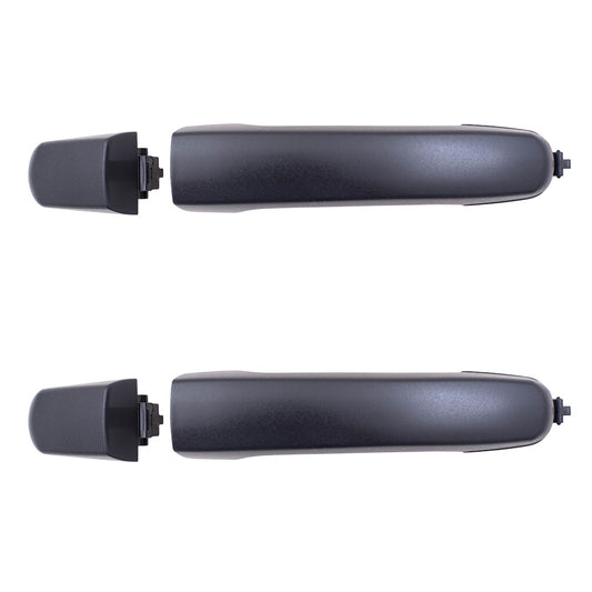 Brock Replacement Rear Driver and Passenger Side Outside Door Handles with Cap & Textured Black Finish Compatible with 2005-2009 Equinox