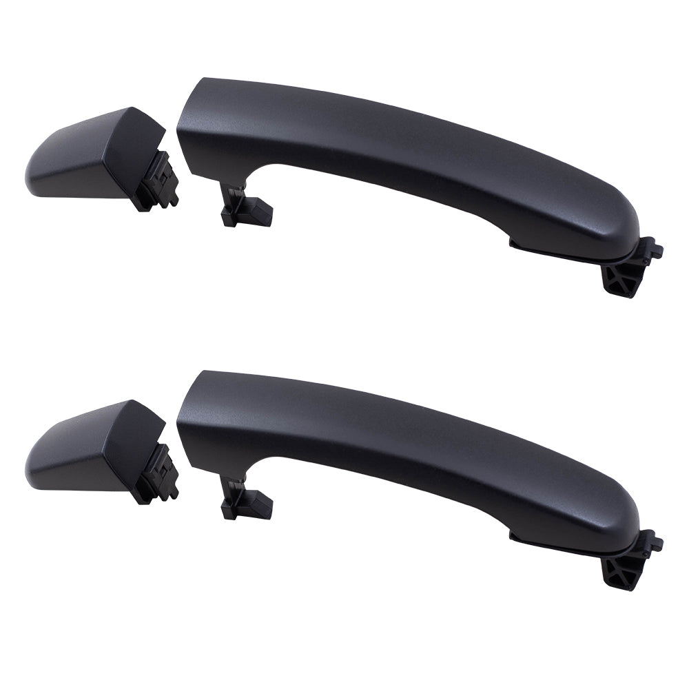 Brock Replacement Rear Driver and Passenger Side Outside Door Handles with Cap & Textured Black Finish Compatible with 2005-2009 Equinox