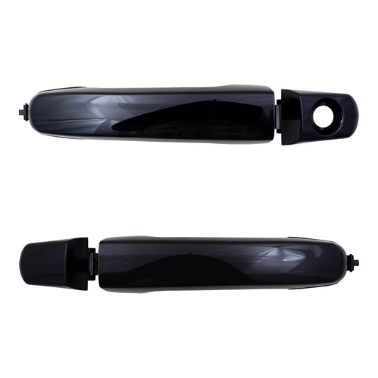 Brock Replacement Set Front Outside Door Handles w/ Caps Textured Black Compatible with 05-09 Equinox Malibu / Maxx & Classic G6 Torrent 22672194 15835639