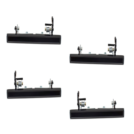 Brock Replacement 4 Pc Set Outside Door Handles Black Exterior Compatible with 1976-1987 Grand Prix 20454213 20454212