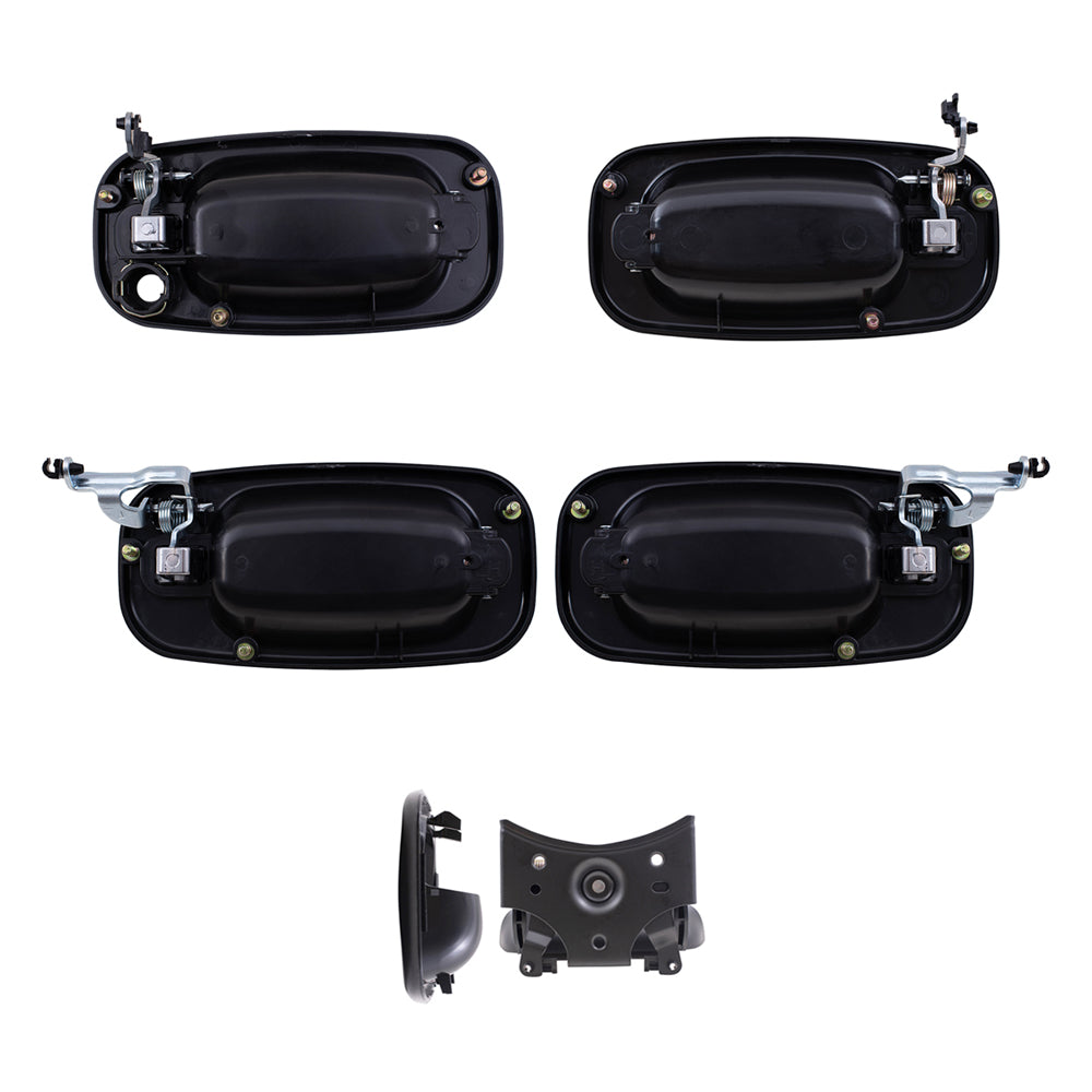 Brock Replacement Front and Rear Outside Door Handles, Tailgate Handle and Tailgate Handle Bezel Paint to Match Black 6 Piece Set Compatible with 2001-2007 Silverado & 2001-2007 Sierra Crew Cab ONLY