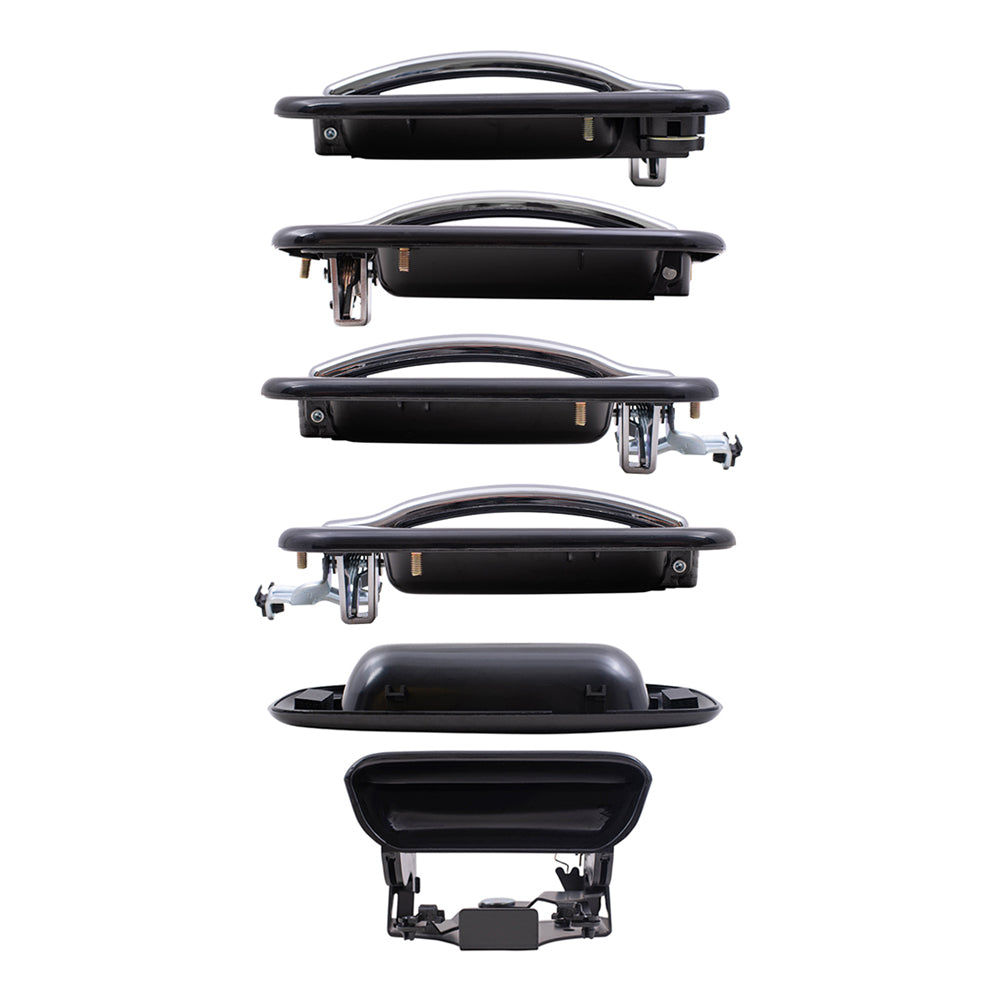 Brock Replacement Front and Rear Outside Door Handles, Tailgate Handle and Tailgate Handle Bezel Paint to Match Black 6 Piece Set Compatible with 2001-2007 Silverado & 2001-2007 Sierra Crew Cab ONLY