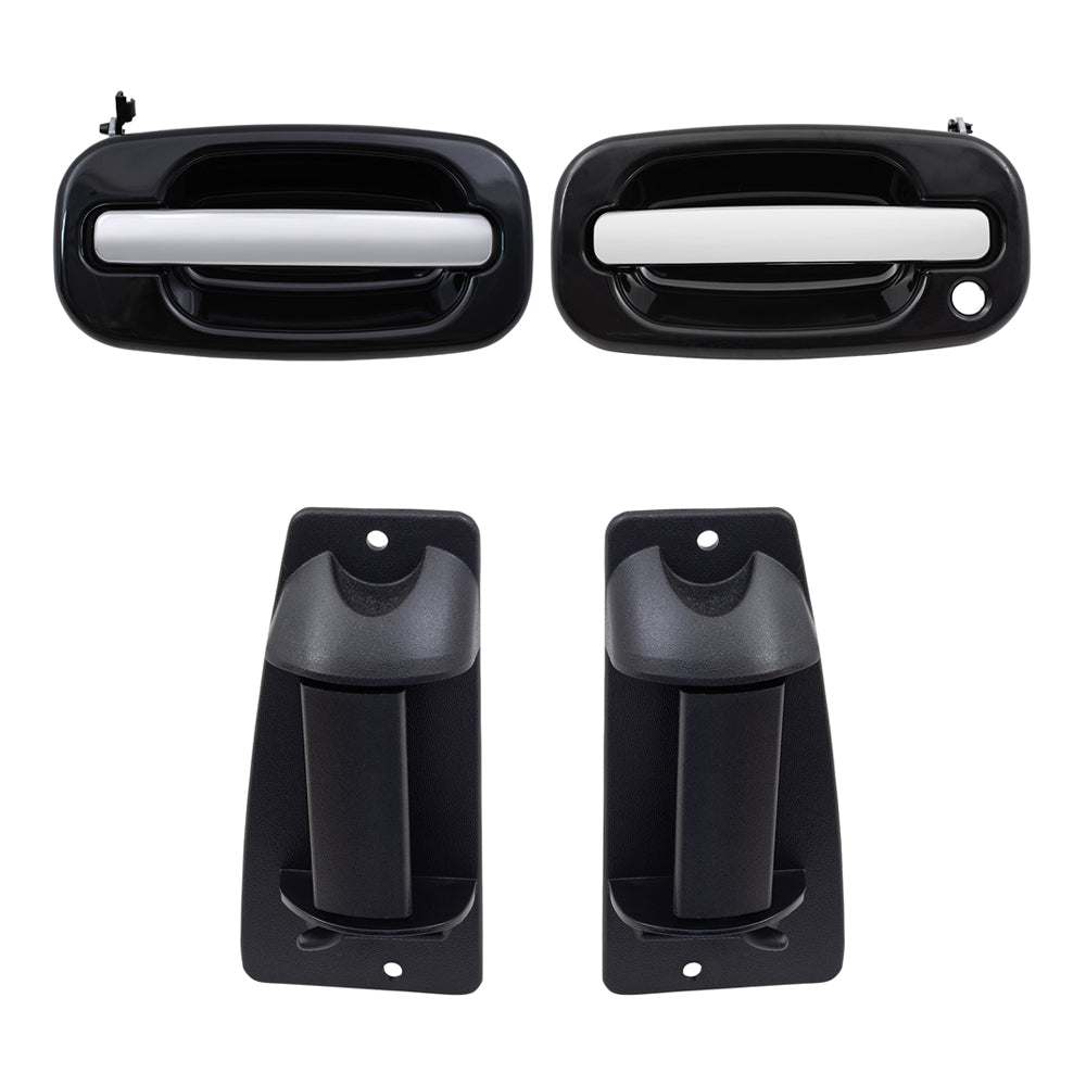 Brock Replacement Front and Rear Outside Door Handles 4 Piece Set Compatible with 1999-2007 Silverado & 1999-2007 Sierra Extended Cab ONLY