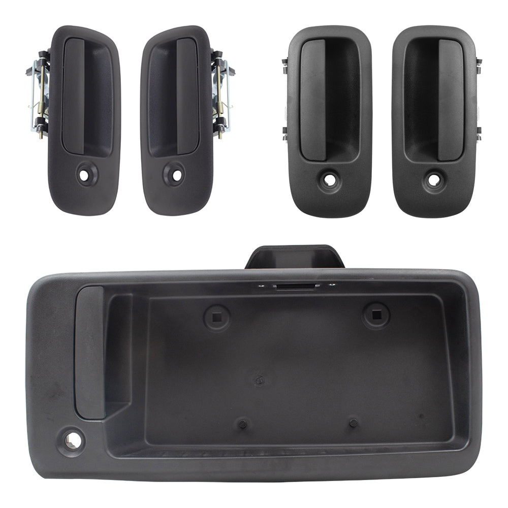 Brock Aftermarket Replacement Front-Side Hinged-Back Outside Door Handle 5 Piece Set Compatible With 2010-2022 Chevy Express