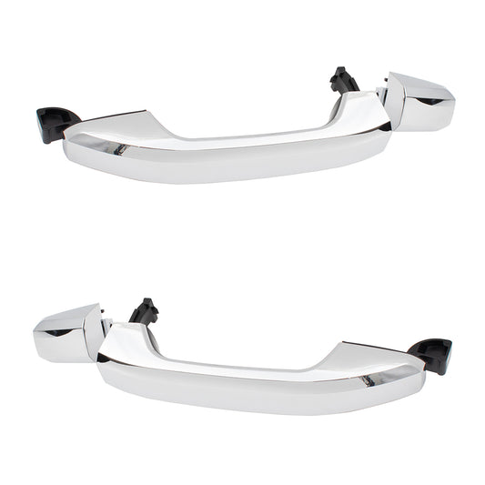 Brock Replacement Set Chrome Outside Rear Door Handles w/ Cap Compatible with 14-19 Silverado Sierra Pickup Truck & 19 Sierra Limited/Silverado LD WITHOUT Passive Entry