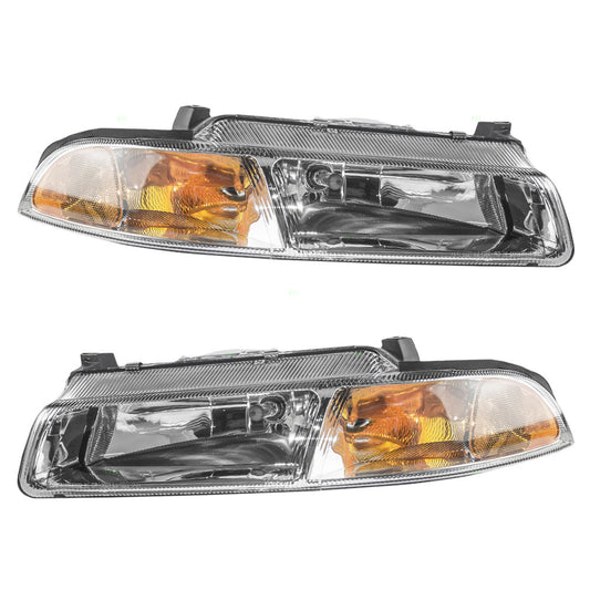 Brock Replacement Set Halogen Headlights with Improved Beam Pattern Compatible with 1995-2000 Stratus Breeze Cirrus 4630873AB 4630872AB