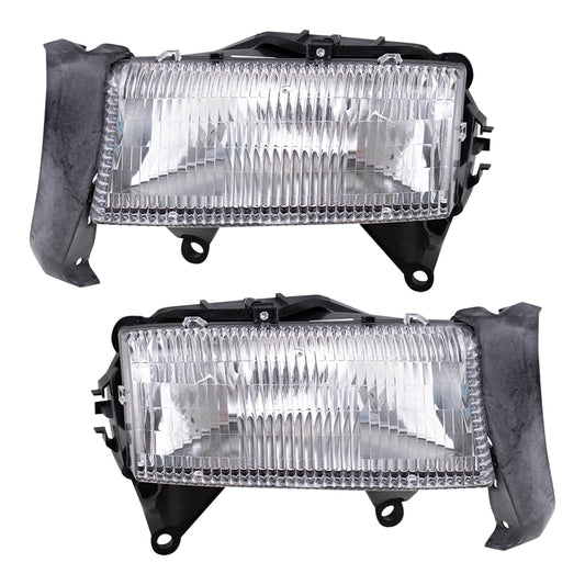 Brock Replacement Set Driver and Passenger Headlights Compatible with 1997-2004 Dakota 1998-2003 Durango 55055171AE 55055170AE