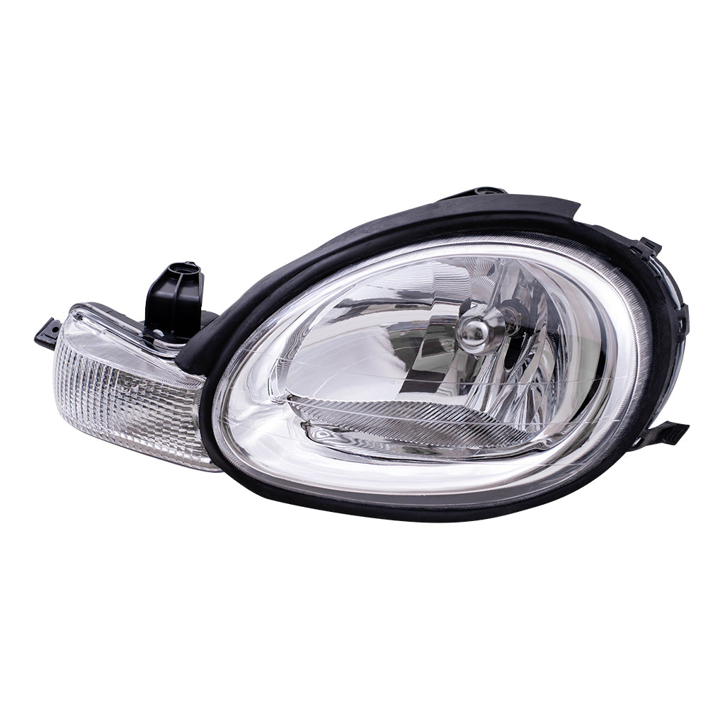 Brock Replacement Driver Halogen Headlight with Chrome Bezel Compatible with 2000-2005 Neon 5288509AH