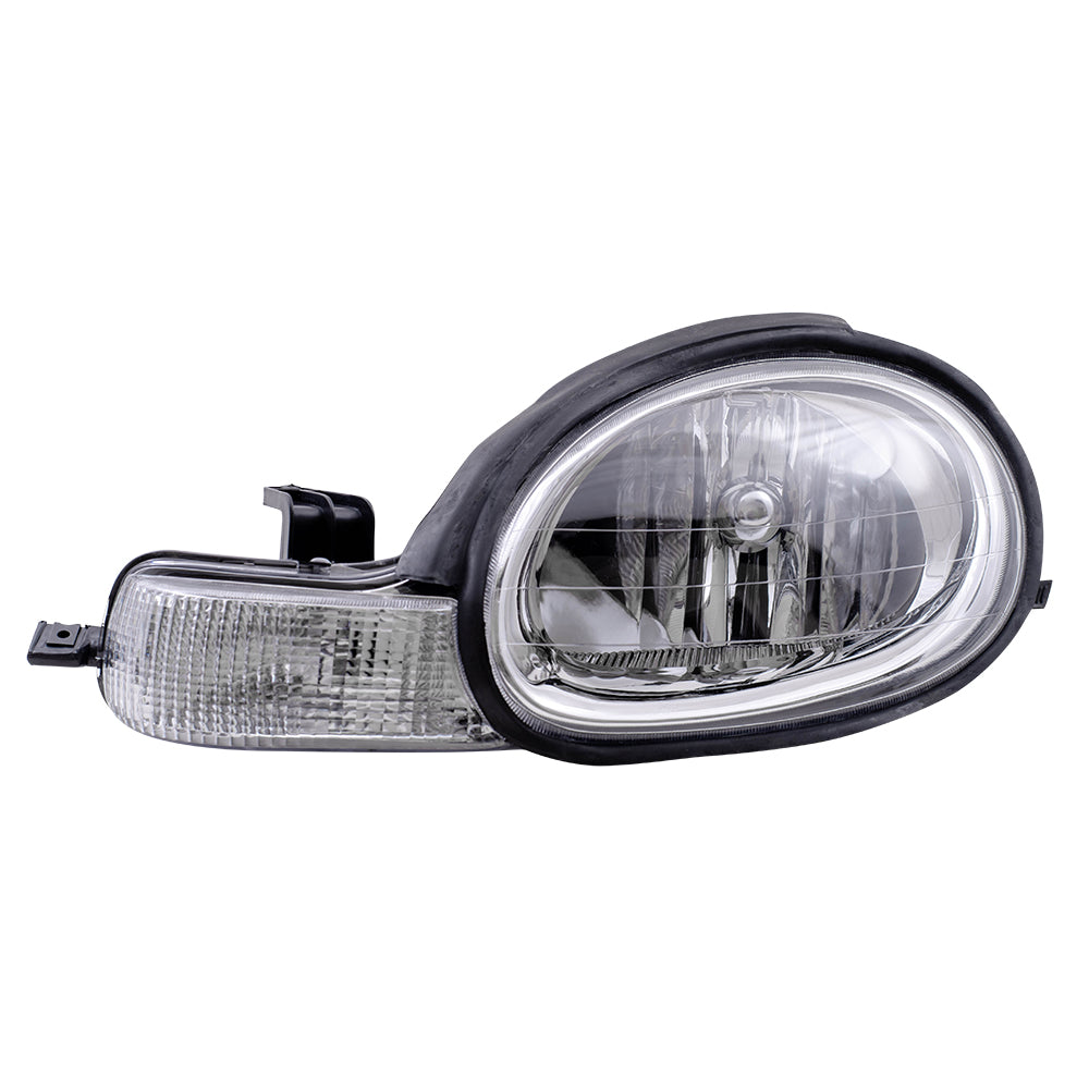 Brock Replacement Driver Halogen Headlight with Chrome Bezel Compatible with 2000-2005 Neon 5288509AH