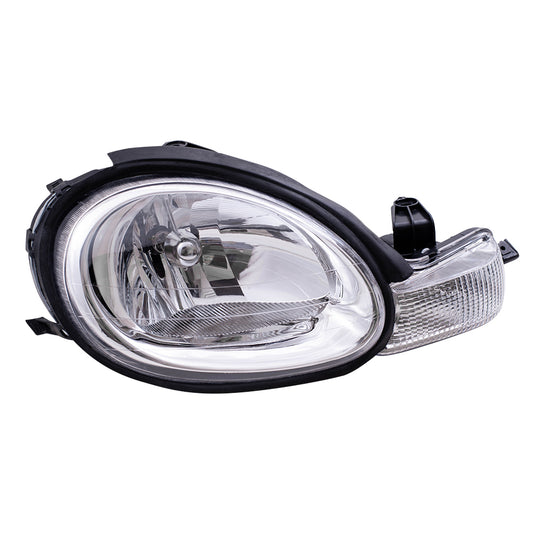 Brock Replacement Passenger Halogen Headlight with Chrome Bezel Compatible with 2000-2005 Neon 5288508AH