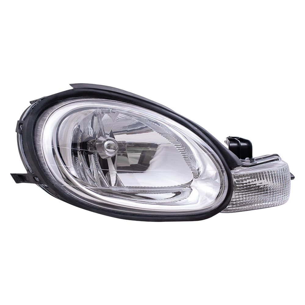 Brock Replacement Passenger Halogen Headlight with Chrome Bezel Compatible with 2000-2005 Neon 5288508AH