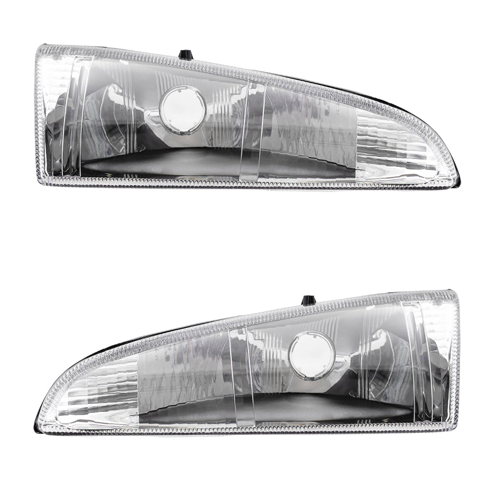 Brock Replacement Driver and Passenger Headlights with Vertical Lined Lens Compatible with 1993-1997 Intrepid 4778257 4778256