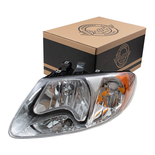 Brock Replacement Driver Halogen Headlight Compatible with 2001-2007 Caravan Town & Country Van 4857701AC