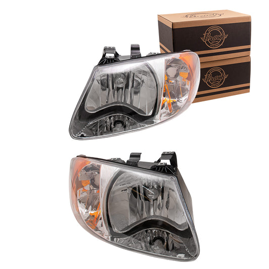 Brock Replacement Set Halogen Driver and Passenger Halogen Headlights Compatible with 2001-2007 Caravan Town & Country Van 4857701AC 4857700AC