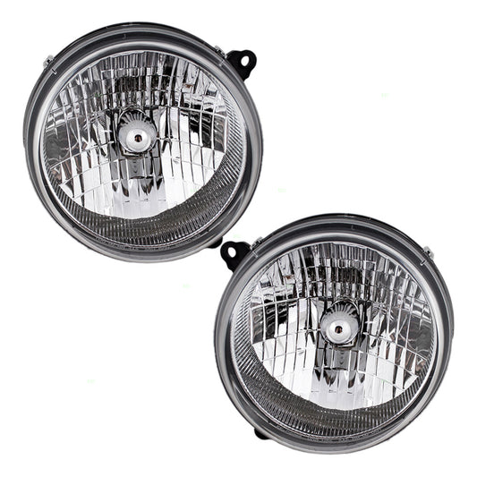 Brock Replacement Set Driver and Passenger Headlights Compatible with 2003-2004 Liberty 55155809AB 55155808AB