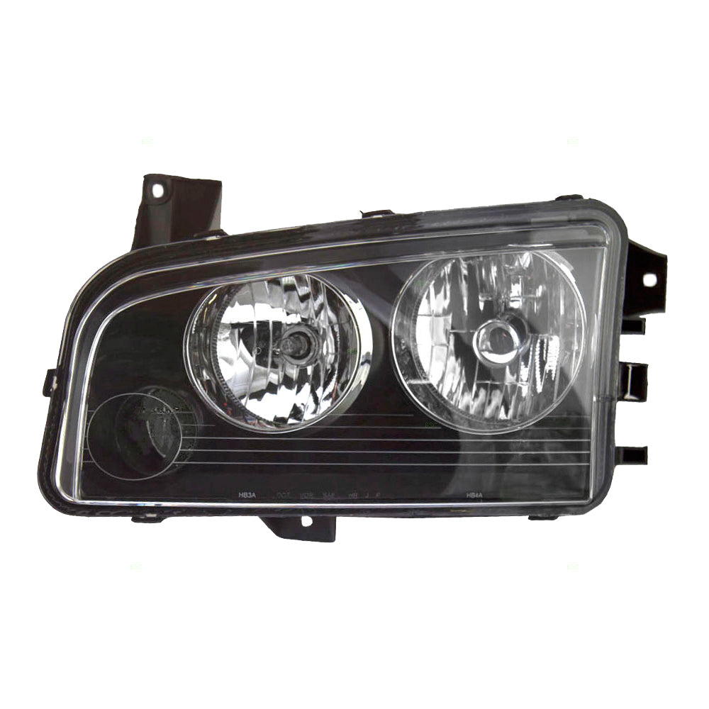 Brock Replacement Driver Halogen Headlight with Clear Signal Lens Compatible with 2006-2010 Charger 4806165AJ