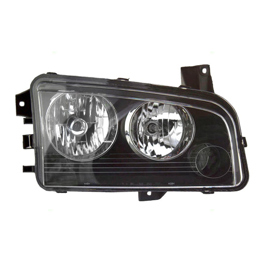 Brock Replacement Passenger Halogen Headlight with Clear Signal Lens Compatible with 2006-2010 Charger 4806164AJ