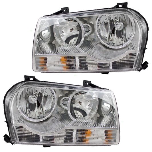 Brock Replacement Set Driver and Passenger Halogen Headlights Compatible with 2005-2007 300 4805757AI 4805756AI