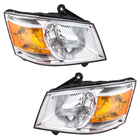 Brock Aftermarket Replacement Driver Left Passenger Right Halogen Combination Headlight Assembly Set Compatible With 2008-2010 Dodge Grand Caravan