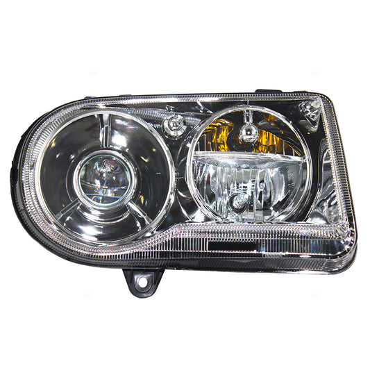 Brock Replacement Passenger Halogen Headlight Compatible with 2005-2010 300 with Projector and Delay Option 57010862AA