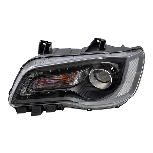 Brock Replacement Driver Halogen Headlight with Black Bezel Compatible with 2015-2017 300 Sedan