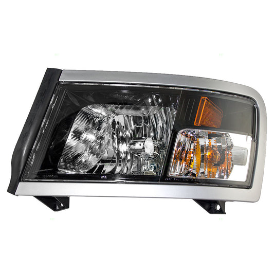 Brock Aftermarket Replacement Driver Left Halogen Combination Headlight Assembly With Black Bezel Compatible With 2008-2010 Dodge Dakota