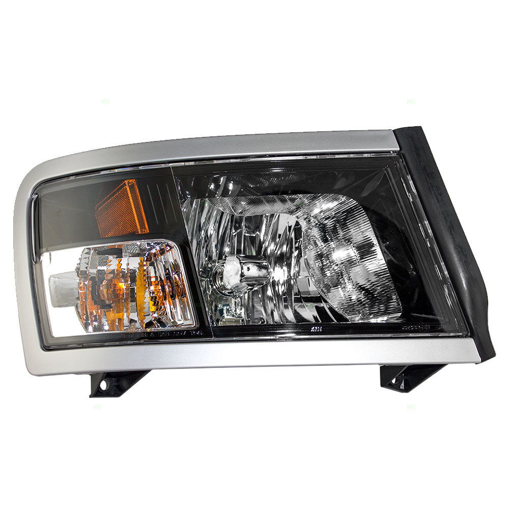 Brock Aftermarket Replacement Passenger Right Halogen Combination Headlight Assembly With Black Bezel Compatible With 2008-2010 Dodge Dakota