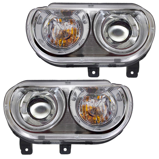 Brock Replacement Set Driver and Passenger HID Headlights Compatible with 2008-2014 Challenger 5028779AB 5028778AB