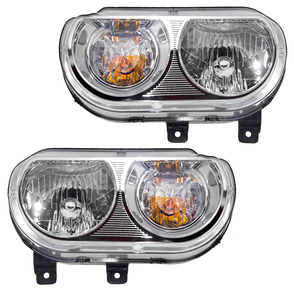 Brock Replacement Set Driver and Passenger Halogen Headlights Compatible with 2008-2014 Challenger 5028777AA 5028776AA