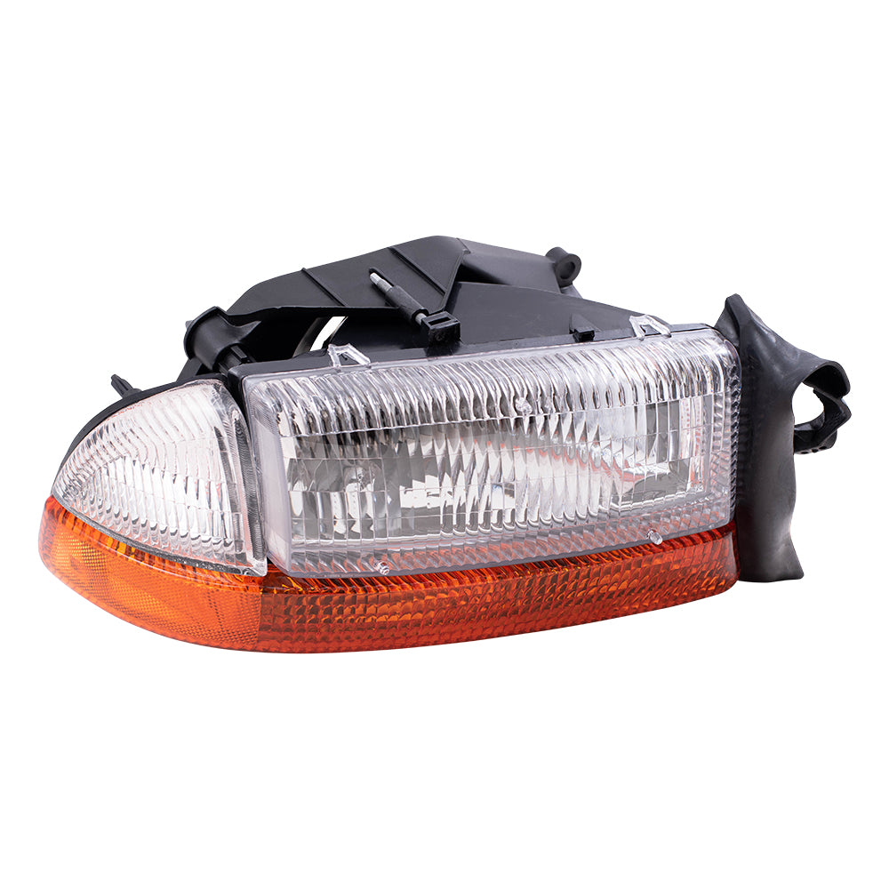 Brock Replacement Passenger Composite Headlight with Park Signal Lamp Compatible with 1997 Dakota 1998 Durango 5011406AA