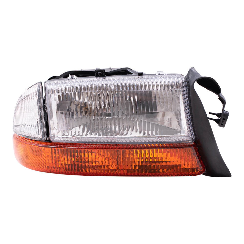 Brock Replacement Passenger Composite Headlight with Park Signal Lamp Compatible with 1997 Dakota 1998 Durango 5011406AA