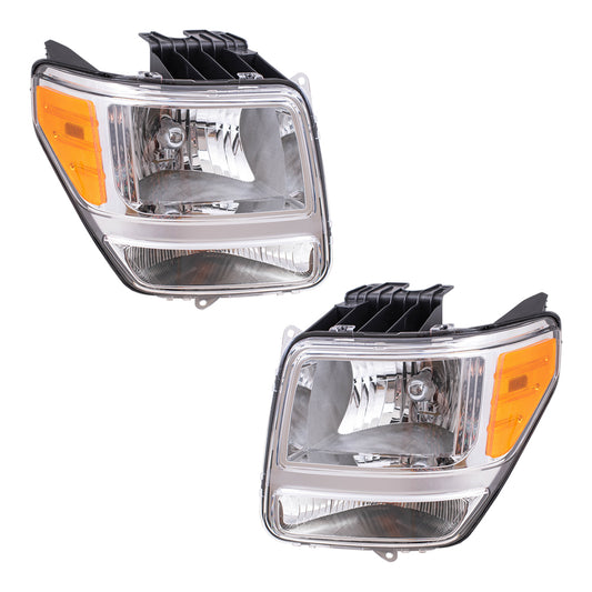 Brock Replacement Set Driver and Passenger Headlights Compatible with 2007-2011 Nitro 55157225AD 55157224AD