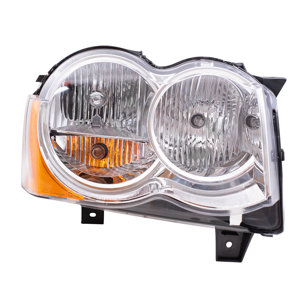 Brock Replacement Passenger Halogen Headlight Compatible with 2008-2010 Grand Cherokee 55157482AC