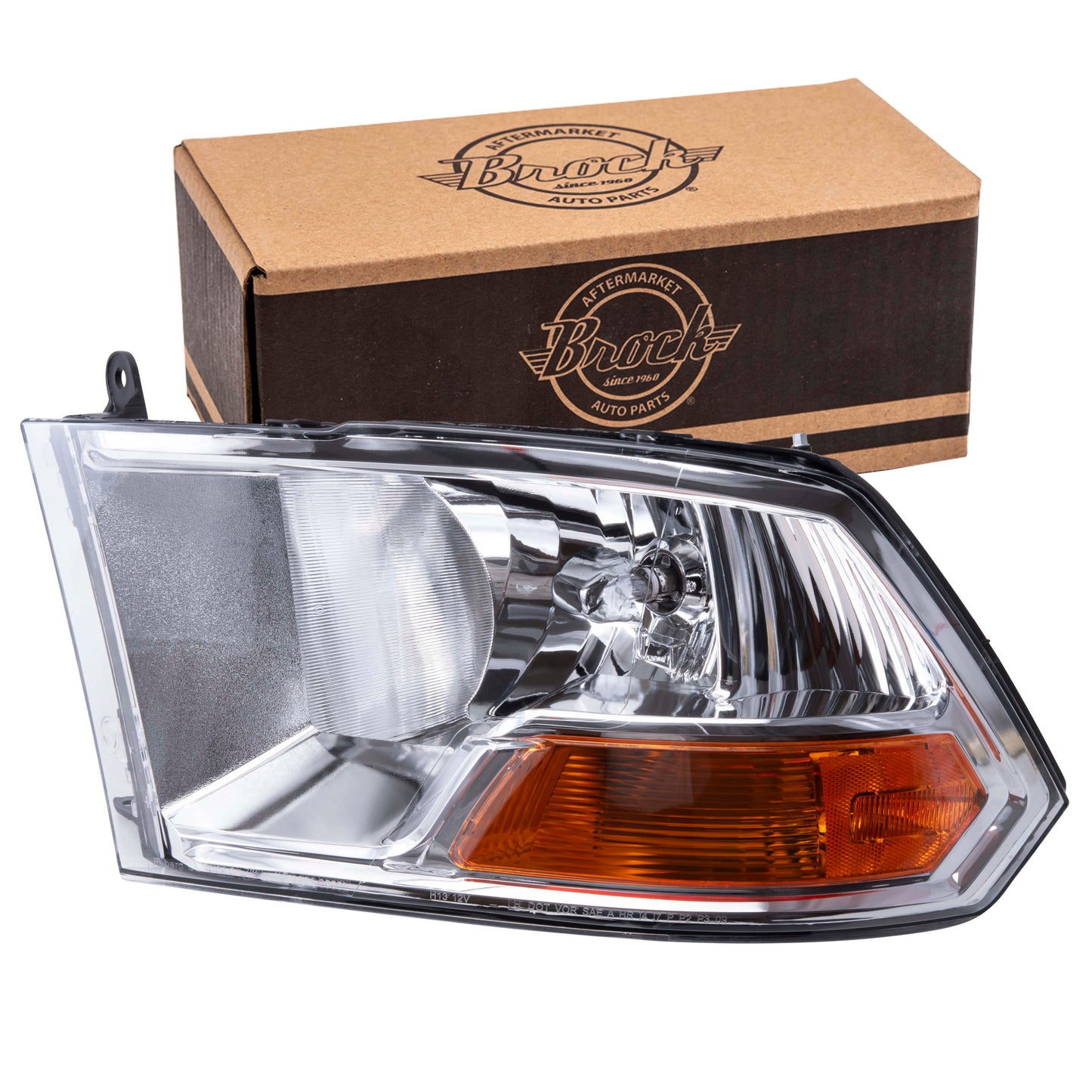 Brock 2221-0090L Driver Left Halogen Headlight Compatible With 2009-2010 Dodge RAM Pickup & 2011-2012 RAM Pickup Without Quad Headlights