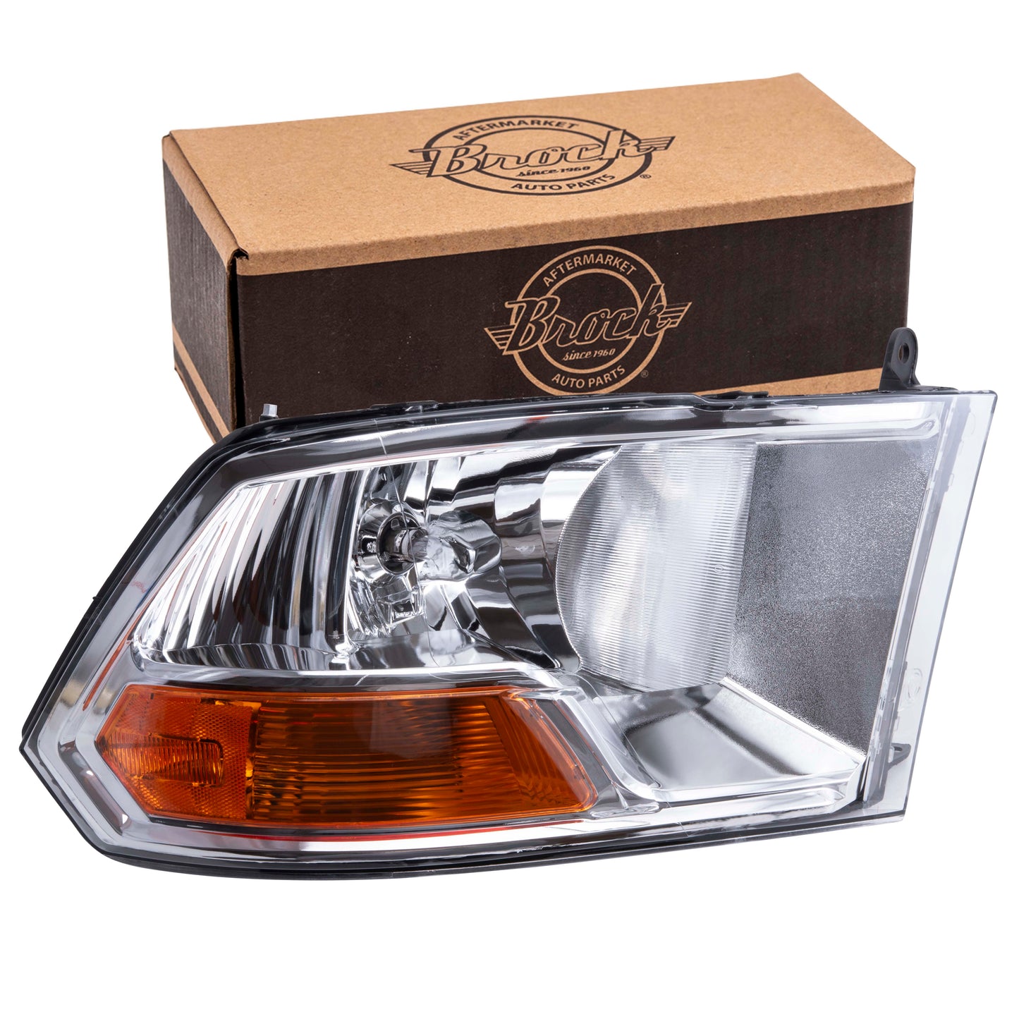 Brock 2221-0090R Passenger Right Halogen Headlight Compatible With 2009-2010 Dodge RAM Pickup & 2011-2012 RAM Pickup Without Quad Headlights