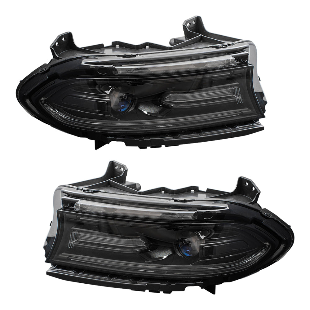 Brock Replacement Set Driver and Passenger Halogen Headlights Compatible with 2015 Charger